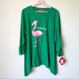 JOYLAND BELK Green Flamingo Tropical Christmas Shirt Size 1X NEW